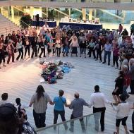 Circle Dance at Mass KAIROS Blanket Exercise in Edmonton