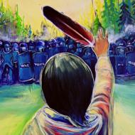 Artwork: Fanny Aïshaa. Original photography of Amanda Polshies (Elsipogtog): Oss