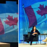 Navdeep Bains left, and Mélanie Joly far right.