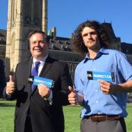 Neal Hancock, in mufti, with Jason Kenney