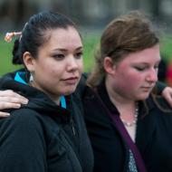 Two participants at the mass Blanket Exercise on Parliament Hill, June 2015