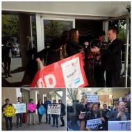 Civil society protests outside the House of Commons trade committee hearings on 