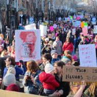 Women's March signs, A woman's place is in the resistance