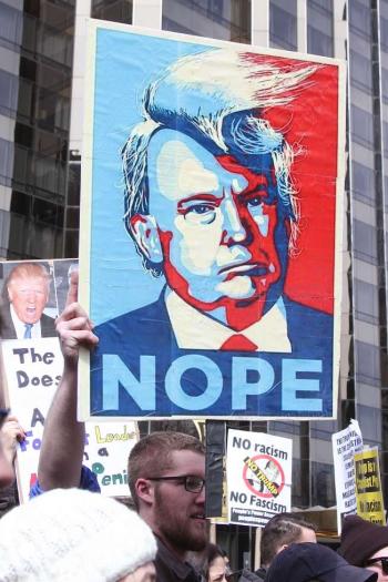 Placard says Nope to Donald Trump