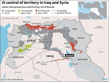 Territorial control in Middle East (IHS Conflict Monitor, image by AFP)