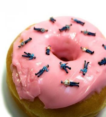 Workers on a donut