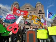 OHC's Natalie Mehra demands a stop to Ontario's health budget cuts at yesterday'